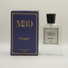 Dragon's perfume bottle and box with gold and blue design, 60ml eau de parfum